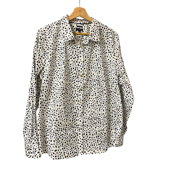 Talbots non iron leopard animal print metallic button-up long sleeve shirt 18 - Picture 5 of 14